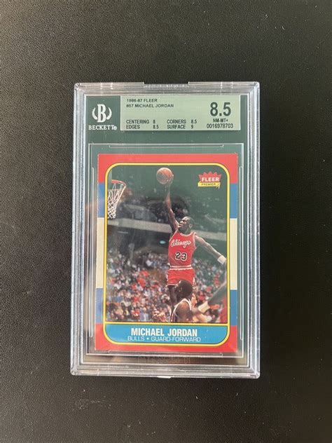 1986 87 Fleer 57 Michael Jordan Rookie RC BGS 8 5 Subgrades 9 8 5 8