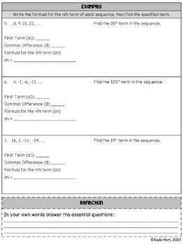 Arithmetic Sequences | Guided Notes by We HART Algebra | TPT