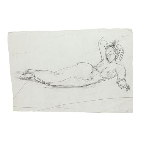 Lying Nude Original Pencil Drawing By Jeanne Daour S S Pencil Drawings Original