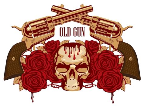 Premium Vector Poster With Guns And Roses