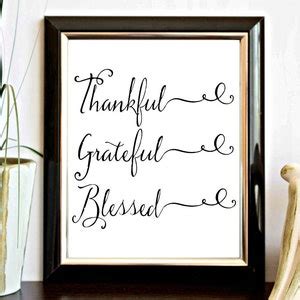 Thankful Grateful Blessed Wall Art Print Minimalist - Etsy