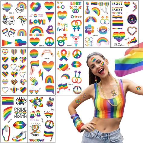 Amazon Pride Tattoos Temporary Rainbow Tattoos Stickers Waterproof Rainbow Pride Gay Fake