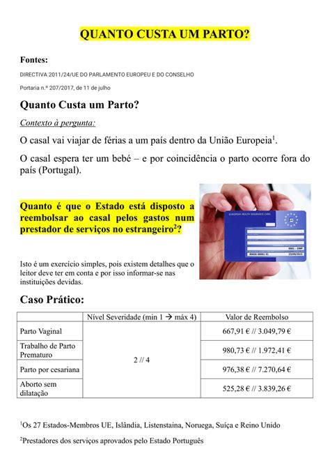 Valor De Um Parto Normal Particular - Será correto pensar que o "valor" de um parto ao SNS é este? Posso ter ...