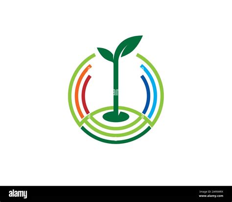 Sprout Grow On The Ground Inside Circular Line Stock Vector Image And Art