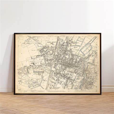 winchester uk historical map  city plan  winchester large