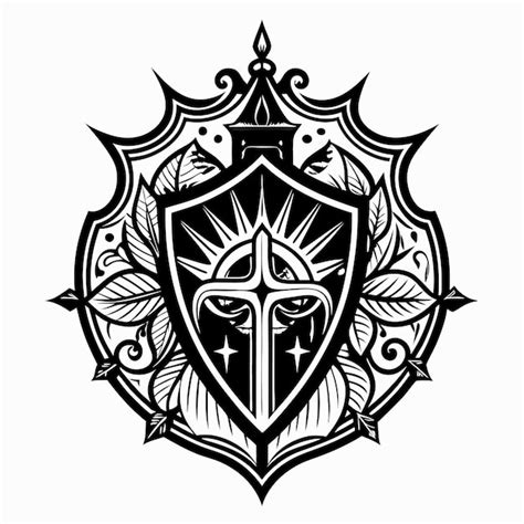 A Black And White Shield With A Cross On It Premium Ai Generated Vector