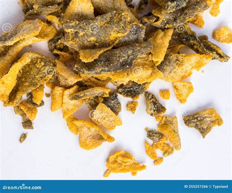 Crispy Fish Skin On White Background Stock Photo Image Of Fillet