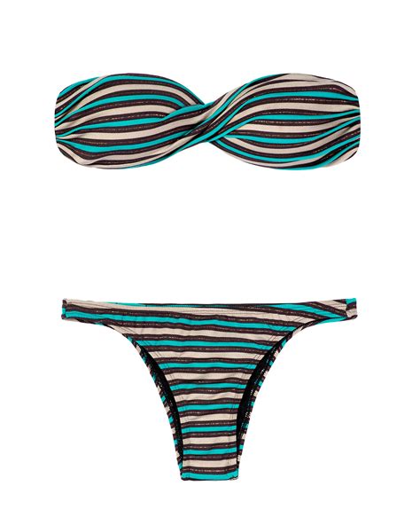 Brasil Bandeau Bikini gestreift türkis Veneza Bikini BRASIL Shop