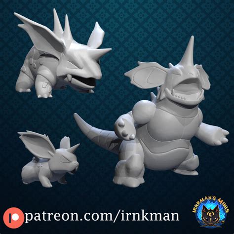 D Printable Nidoran M Nidorino Nidoking Pokemon Mm Scale