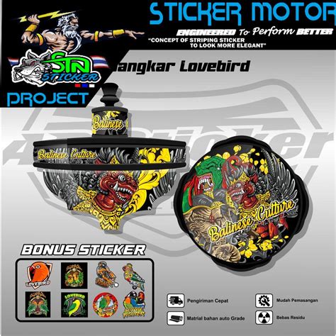 Jual Stiker Tebok Lovebird Motif Barong Bali Sticker Decal Sangkar