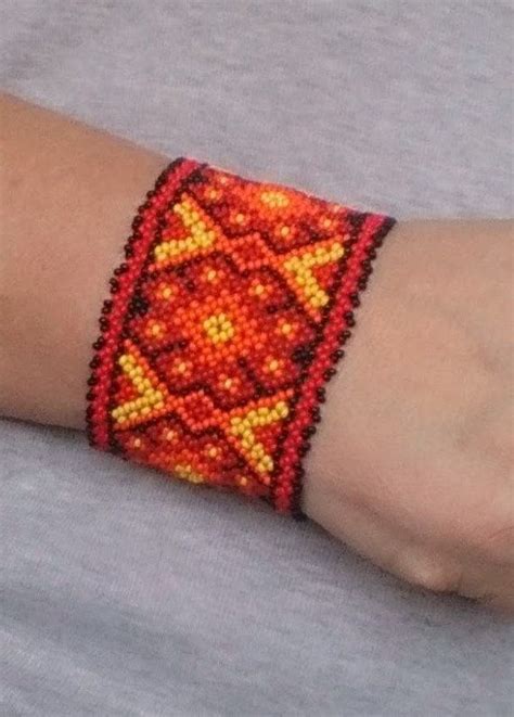 Mexican Huichol Beaded Bracelet Ethno Cuff Native American Style