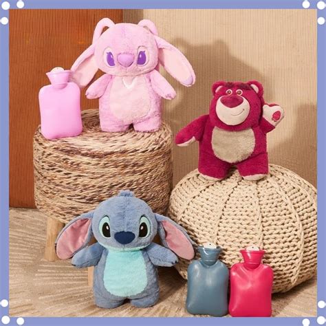 Disney Turo Lilo Stitch Kawaii Plush Anime Hand Warm Bottle Hot Water Bottles Soft Water Filling