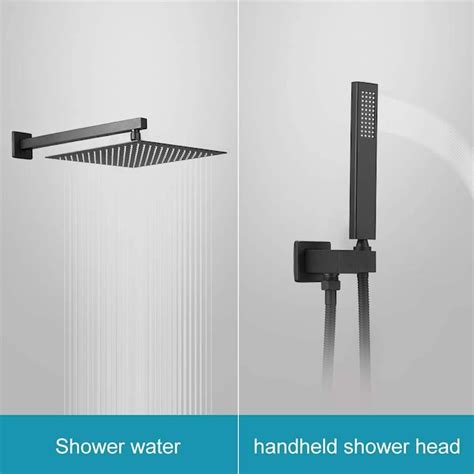 Bwe A 95016 Shower Faucet Matte Black 1 Handle Multi Function Square