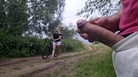 I Public Jerk Off Dick Near Unknown Busty Blonde Girl And She Want Look How I Masturbate And