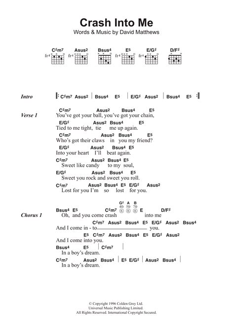 Crash Into Me by Dave Matthews Band - Guitar Chords/Lyrics - Guitar