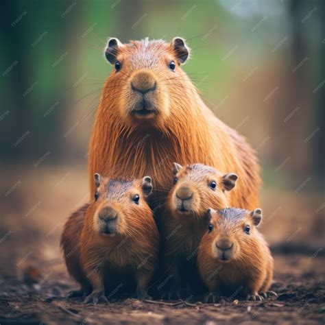 Premium Ai Image An Adorable Photo Of A Mother Capybara With Her