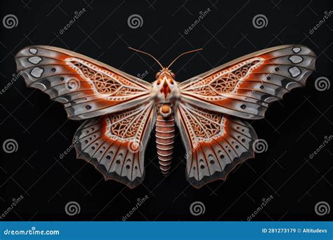 A Symmetrical Moth With Unique Wing Patterns Stock Illustration