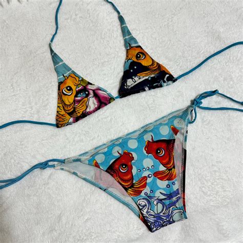 Vintage Ed Hardy Rare Blue Bikini Y K Coquette Vintage Early S Streetwear Punk Grunge Dark
