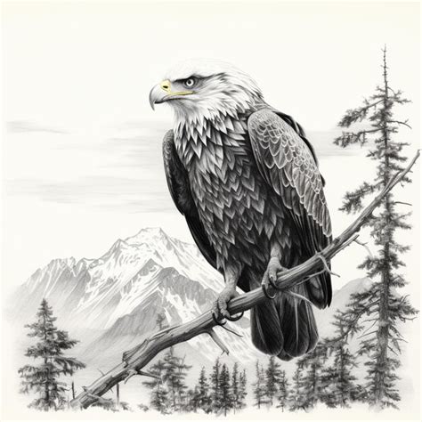 Premium Photo | A pencil sketch of bold eagle