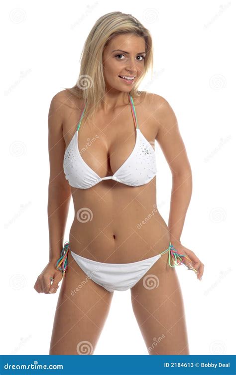 Blond In White Bikini Stock Photos Image 2184613