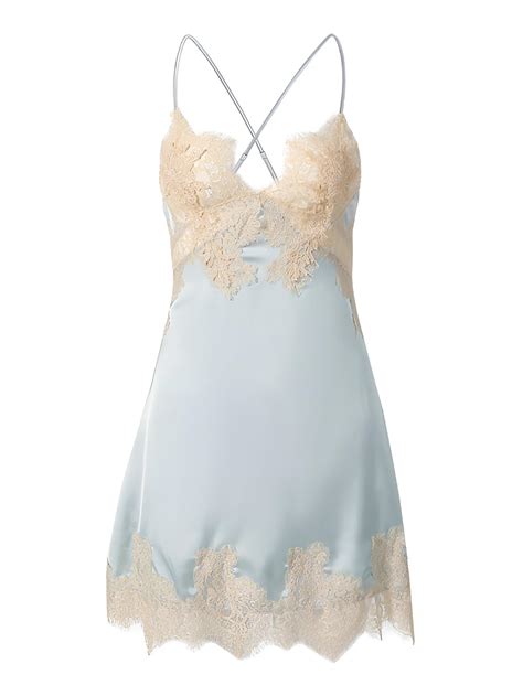 Lilosy Sexy Silk Lace Up Backless Satin Applique Floral Lace Babydoll Lingerie Dress With Tong