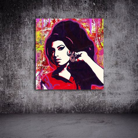Amy Whinehouse Original Graffiti Painting By Memento 24x24 Hd Canvas