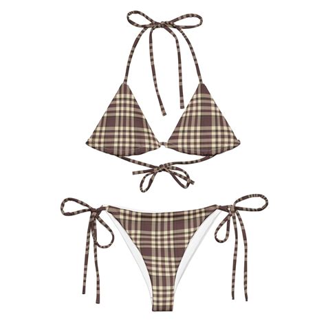 Brown Gingham Bikini Plaid Bikini Tartan Pattern Checkered Bikini Etsy