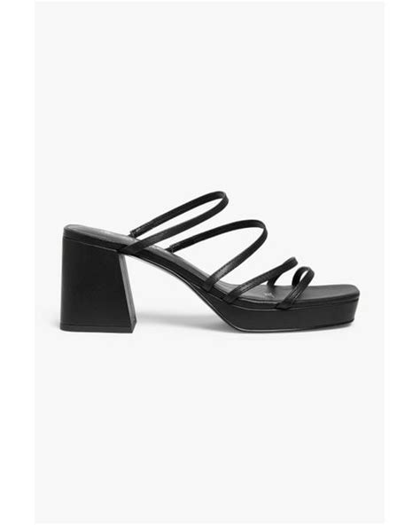 Monki Rubber Black Strappy Block Heel Sandals Lyst