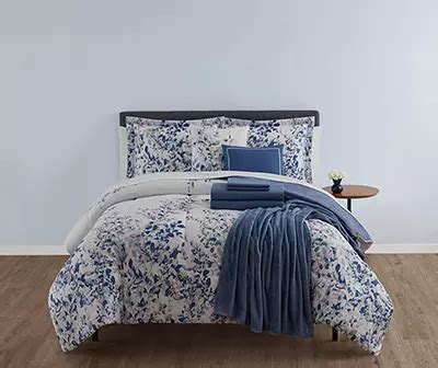 Real Living Blue Floral California King 14-Piece Reversible Comforter ...