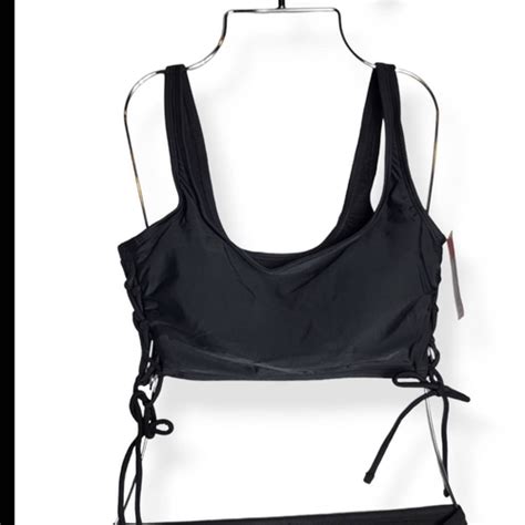 Xhilaration Black Bikini Top With Side Lace Up Medium Jrs EBay
