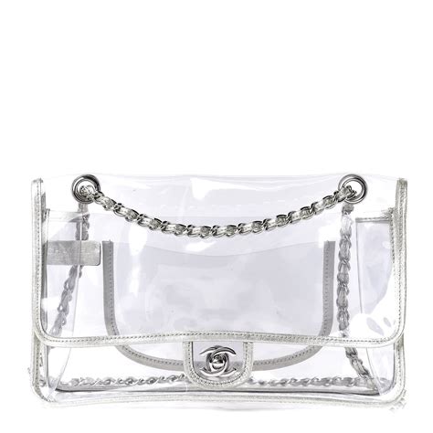 CHANEL Lambskin Vinyl Large Naked Flap Silver 380789 FASHIONPHILE