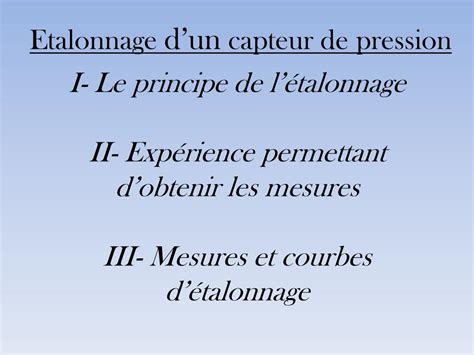 PPT Etalonnage Dun Capteur De Pression PowerPoint Presentation Free