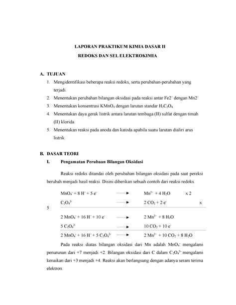 Laporan Praktikum Kimia Dasar Ii Laporan Praktikum Kimia Dasar Ii