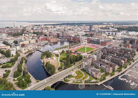 aerial view  tampere stock photo image  city europe