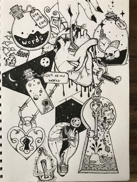 Mixed Drawing Drawings Art Cards