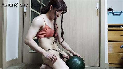 Beautiful Asian Sissy Crossdresser Femboy Cums Into The Watermelon Shemale Porn XHamster