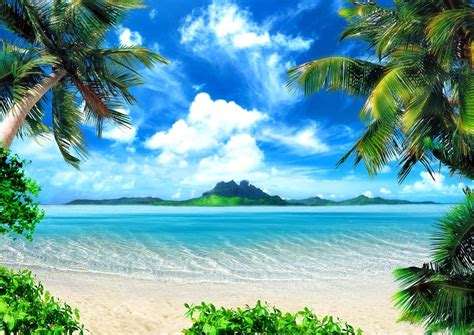 Download Tropical Sea Mountain Paradise Picture | Wallpapers.com