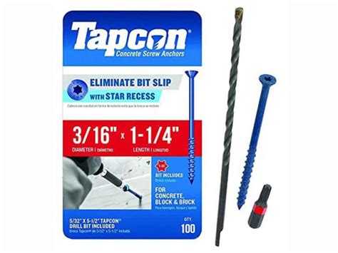 Tapcon Drill Bit Sizes Chart