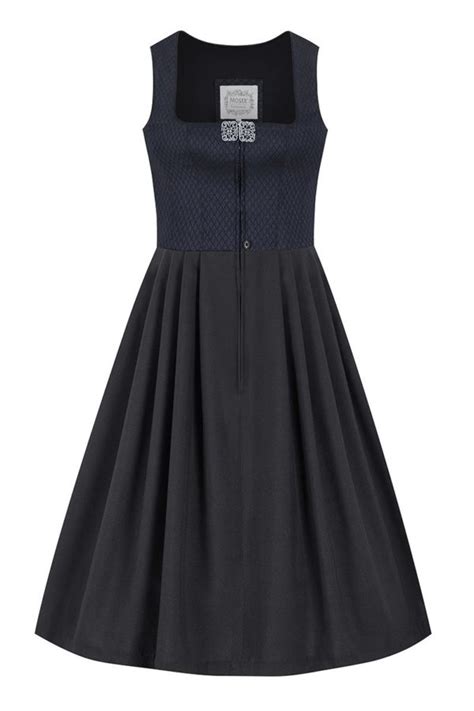 Midi Dirndl Cm Gastro Dunkelblau Schwarz Stretch Emma