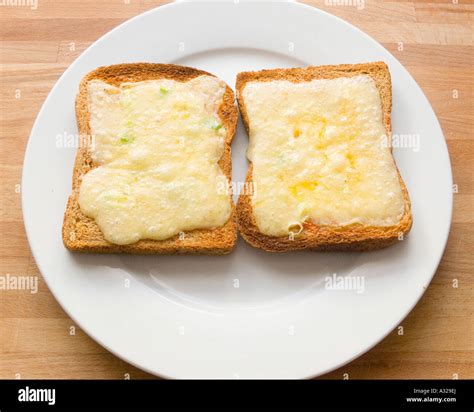 Cheese Melt Melted On Wholemeal Brown Toast Bread On A Plate Grill