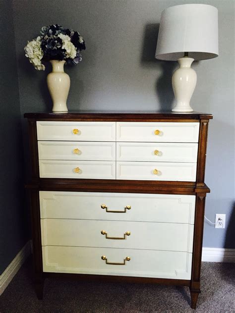 Refinished Dresser Cherry Wood Stain Ivory Paint White Painted