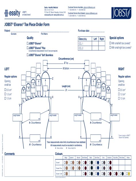 Fillable Online Jobst Elvarex Toe Piece Order Form Fax Email Print