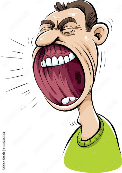 A Cartoon Main Yelling With A Huge Big Shouting Mouth Stock Vector