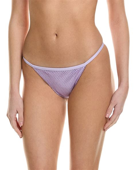 Simkhai Womens Moxie Crystal Mesh String Bikini Bottom M Purple