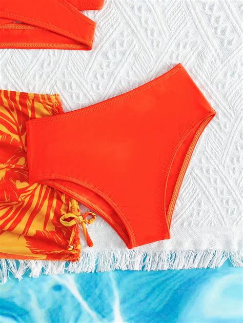Shein Conjunto Conjunto Mai Bikini Envolvente Para Meninas Adolescentes Pe A Saia