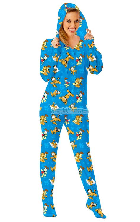 Garfield And Odie Pajamas Footie Pjs Onesies One Piece Adult Pajamas Adult Footed Onesie