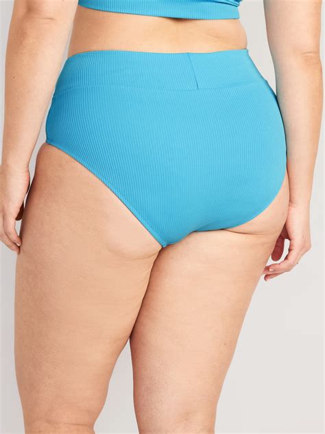High Waisted Banded Rib Knit Bikini Swim Bottoms For Women Old Navy
