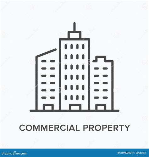 Commercial Property Flat Line Icon. Vector Outline Illustration of
