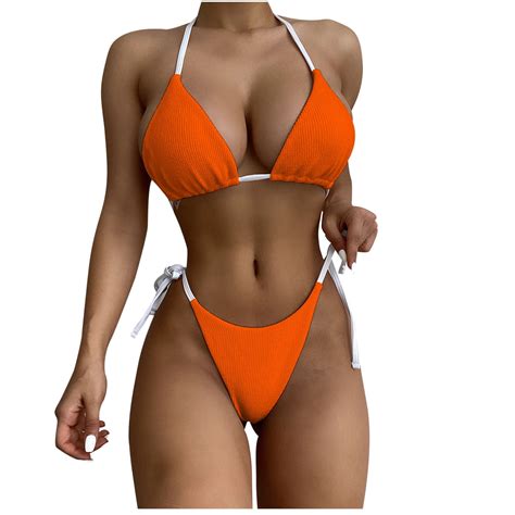 Aoochasliy Bikinis For Women Clearance Women Bandage Solid Sexy Bikini Push Up Padded Swimwear