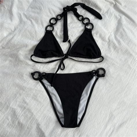 Super Cute Black Bikini Set With Adorable Plastic Depop